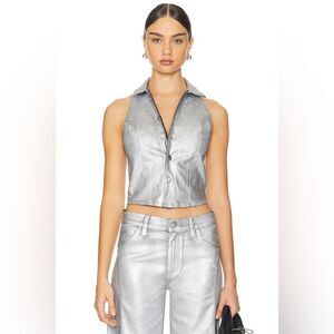 Hudson Jeans Metallic Silver Leather Vest